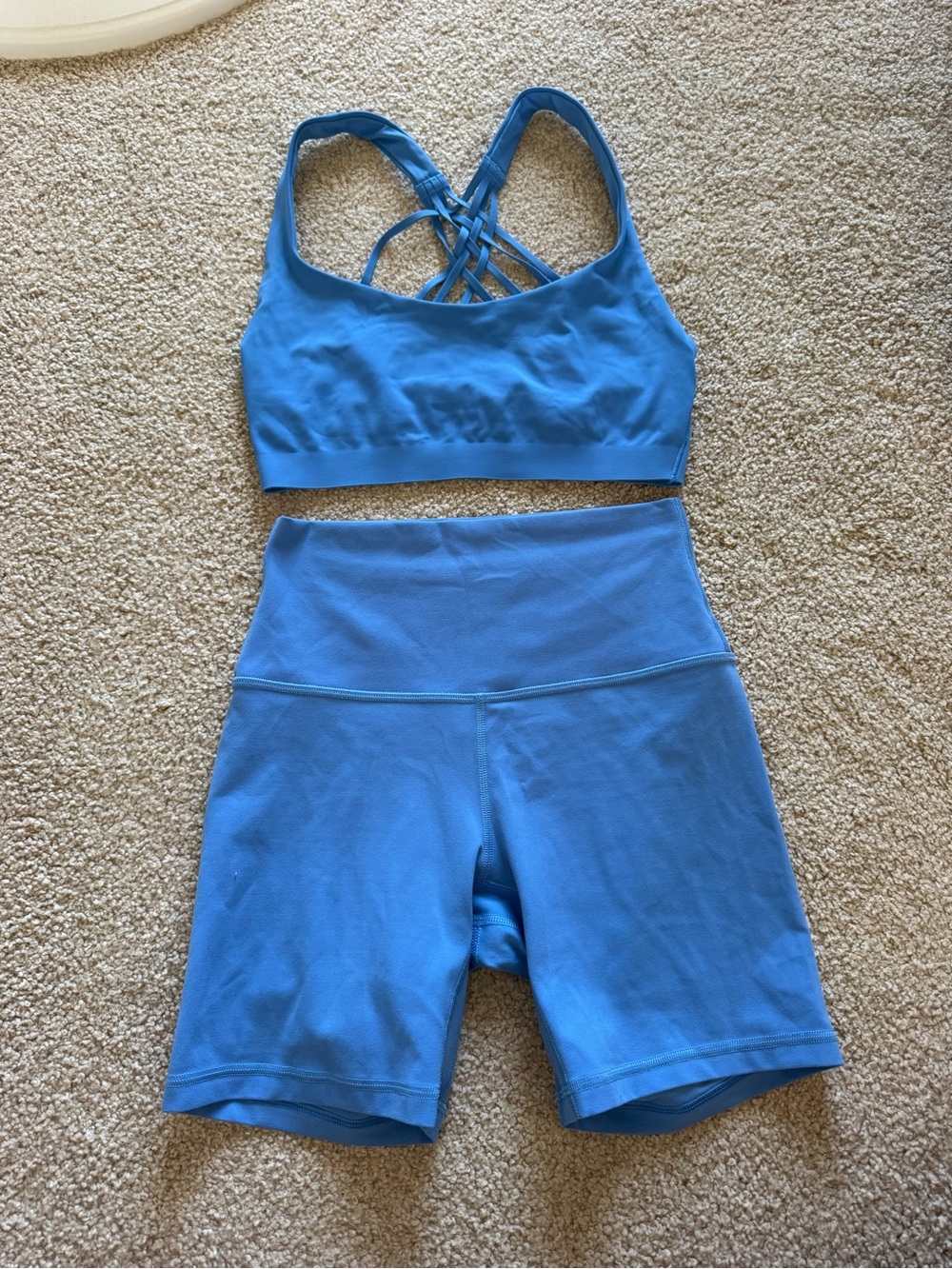lululemon athletica Bright Blue High-Rise Bike Shorts and bra set